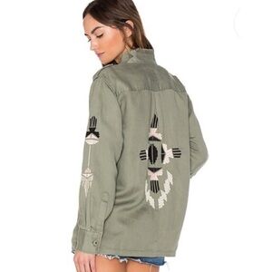 Rails Elliot Aztec Embroidered Utility Sage Green Jacket Size Small